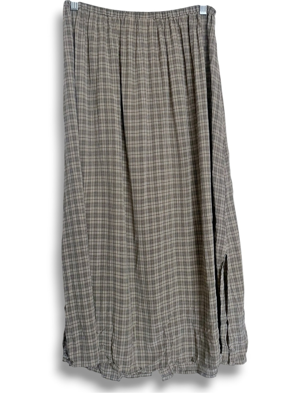 Valerie Steven’s Vintage 90’s Plaid Windowpane Print Button Front Midi Skirt - Picture 3 of 6